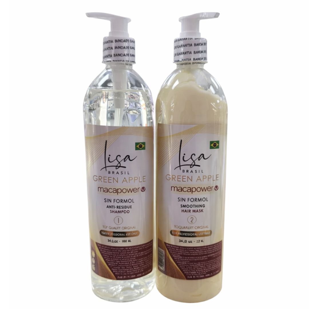 LIZA BRASIL GREEN APPLE MACAPOWER SIN FORMAL PASO 1 SHAMPOO + PASO