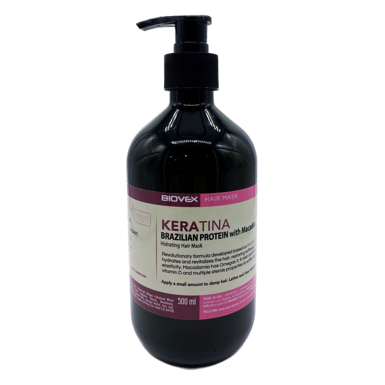 BIOVEX VEGAN HIDRATING HAIR MASK KERATINA BRAZILIAN PROTEIN WITH