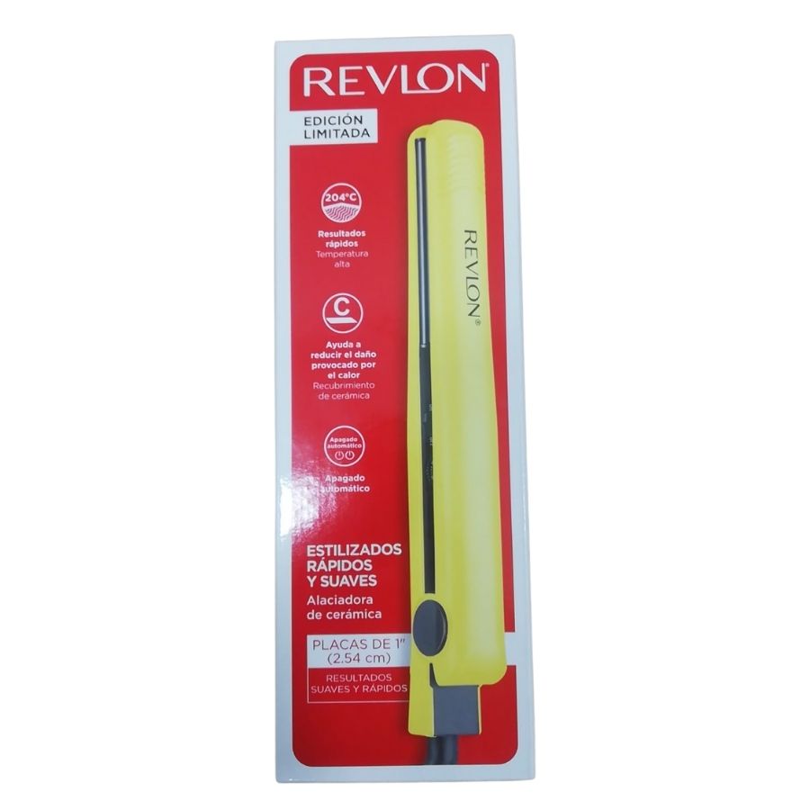 REVLON PLANCHA ALACIADORA DE CERAMICA DE 1 COLOR AMARILLO RESULTADOS SUAVES Y RAPIDOS 2199YLA1DI