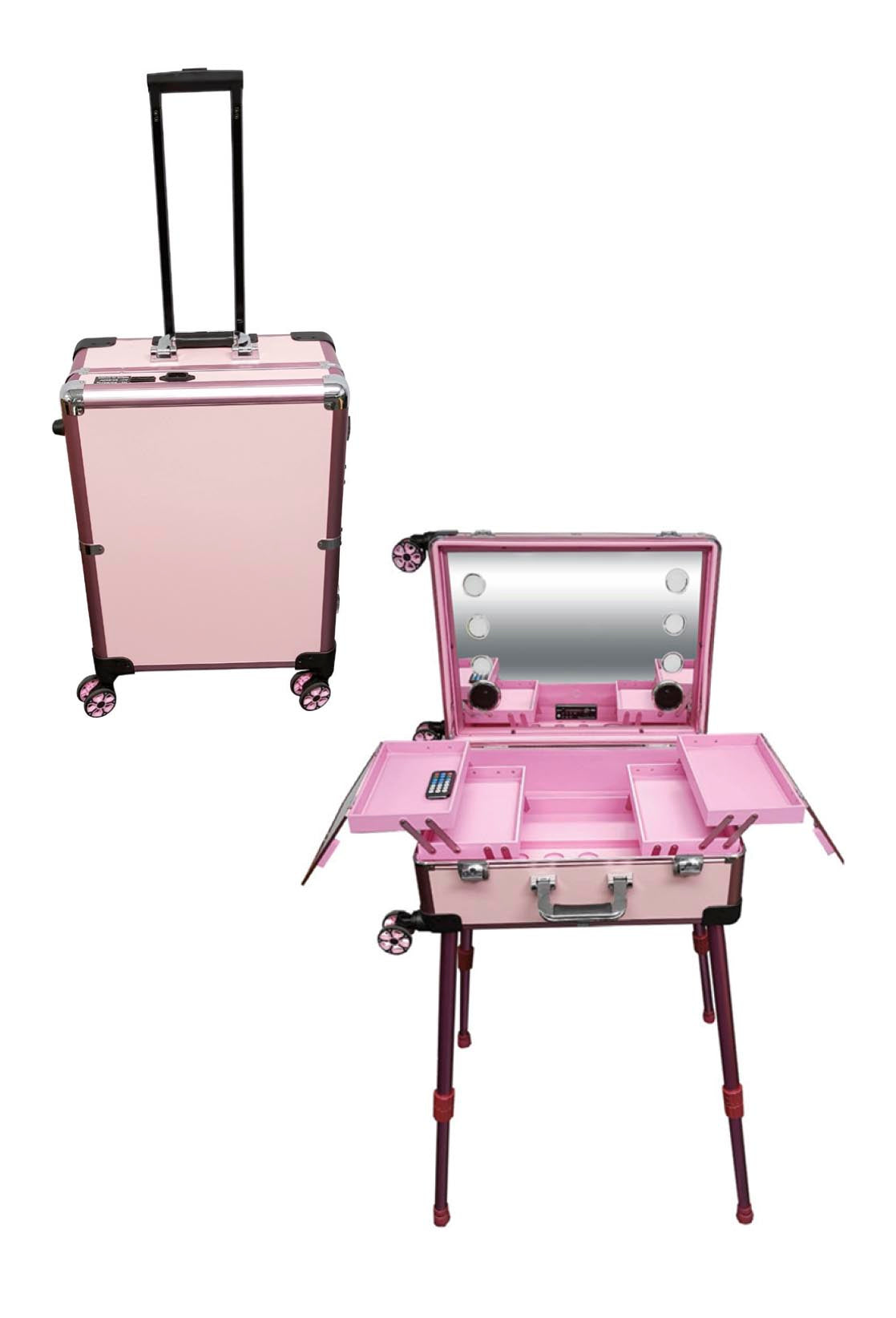  Maletín de maquillaje profesional para cosméticos o equipaje,  con divisores ajustables, 103,822.8 in, color negro : Belleza y Cuidado  Personal