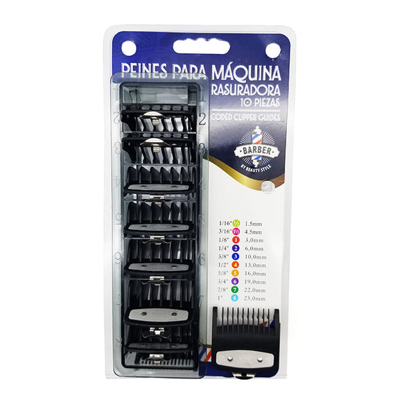 SET 10 PEINES PLASTICO NEGROS P/ MAQ. RASURADORA