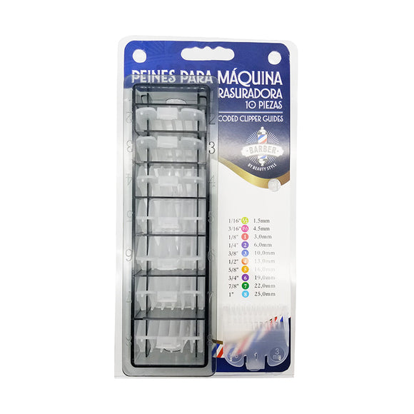 SET 10 PEINES PREMIUM P/ MAQ. RAS. PLAST. TRANSPARENTE